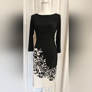 Ralph Lauren Black and White Floral 3/4 Sleeve Dress (2)